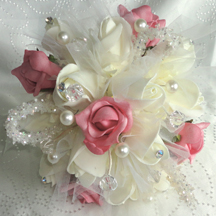 Dusky Pink & Ivory Rose Bud Flower Girl Posy